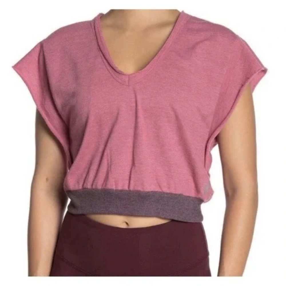 NWT FREE PEOPLE HAPPY CAMPER TEE SANDALWOOD SMALL‎ PINK CROP